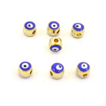 60Pcs Dištančné Modré Korálky korálky Kovové Korálky Osiva Perličiek Šperky Bricolaje Oval10*8mm A okolo 6mm Pre Výber