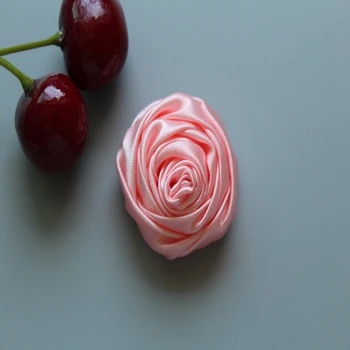 (60pcs/lot) 3,5 cm mini Novorodenca Ručné Valcované Satin Soft Rose Kvety Artifcial Pevné DIY Textílie Kvety Pre dievča Čelenky
