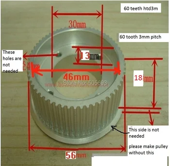 60teeth htd3m načasovanie kotúč hliníkový načasovanie kladka s 18 mm zuba šírka predať do pack