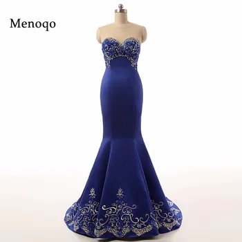 62735W Vysokej kvality Morská víla Milú, Perlové Nášivka 2018 Elegantné ženy modré dlhé real foto večerné šaty