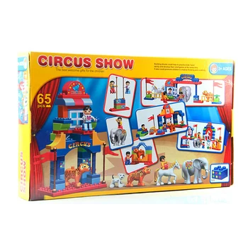 65pcs Veľké častice Circus Show Stavebné Bloky Klasické Vzdelávacie Hračky Tehál Kompatibilný S legoeINGly Duplos Originálne Krabice