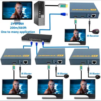 660ft Lepšie Ako HDBitT H. 264 HDMI Extender Cez TCP IP HDMI IR rozširovacie zariadenie aplikácie Ethernet RJ45 CAT5/5e/6 Kábel Ako HDMI Splitter