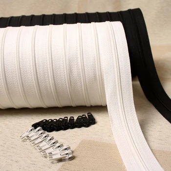 6meter Dlhý zips nylon 3# perinu obliečky na vankúš, deka neviditeľný zips dvojitý zips, čierna a biela