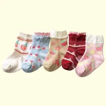 6Pairs Deti Ponožky Baby Chlapci Obuv protišmyková Podlaha Obuvi Bebe Papuče bežné bavlna Dieťa pantufa Krátke Ponožky
