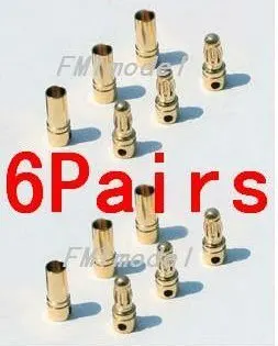 6Pairs Hrubé Zlaté Á 3,5 mm Bullet Konektor ( banánových ) pre ESC batérie F00149-6