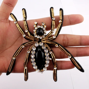 6pcs 11 CM*9 CM Ručne vyrábané Stick Hmyzu Drahokamu Nášivka Pre Oblečenie, Dekorácie Šiť na Korálkové 3D Spider Opráv Odevov