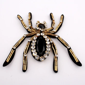 6pcs 11 CM*9 CM Ručne vyrábané Stick Hmyzu Drahokamu Nášivka Pre Oblečenie, Dekorácie Šiť na Korálkové 3D Spider Opráv Odevov