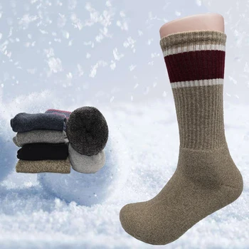 6PCS=3 páry Mužov posádky plus veľkosť 40 a 41, 42, 43, 44, 45 zime tepelné super teplé dlho snehu bavlnené Ponožky