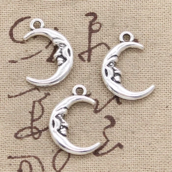 6pcs Charms mesiac tvár 21*15 mm Starožitné Čo prívesok nosenie,Ročník Tibetského Striebra,DIY náramok náhrdelník