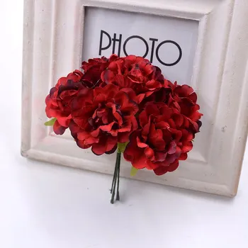 6pcs lacné hodváb rose kvalitné umelé pivónia kytice svadobné domáce dekorácie DIY veniec clipart manual plavidlá falošné kvety
