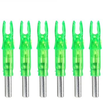 6pcs Lukostreľba LED Osvetlené Nock pre Zložené Luk, Šíp ,ID 6,2 mm Farba Zelená Led Nocks + 2ks Vymeniteľné Batérie