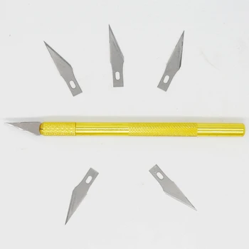 6PCS nôž z nerezovej ocele: vysoká cena hliníková rukoväť dreva, ovocie plavidlá socha PCB opravy rytie nôž