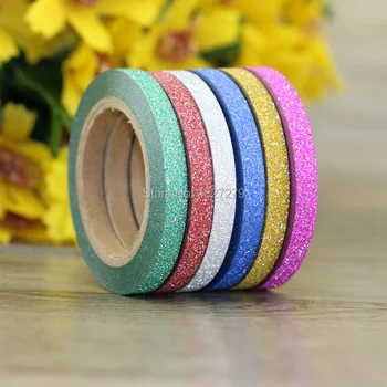(6pcs/Set) Glitter Washi Pásky Nastaviť Japonský Papiernictvo Scrapbooking Dekoratívne Pásky Lepiaca Páska Kawai Adesiva Decorativa