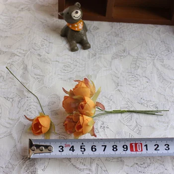 6pcs/veľa 1,5 cm Mini Hodváb Umelé Ruže, Kvety, Kytice Svadobné, Kvetinové Dekorácie Pre DIY Scrapbooking Kvet Loptu Lacné Flores