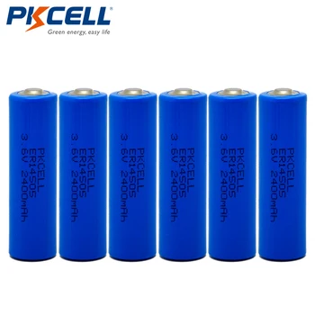 6pcs/veľa PKCELL 3.6 V LiSOCl2 Batérie ER14505 LS14500 3.6 V, AA 2400mAh Lítiové Batérie