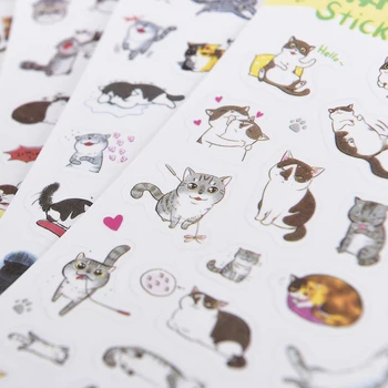 6Sheets Roztomilý Kreslený Zvieratá, Mačky, Nálepky, PVC Cartoon Denník Album Nálepky DIY Scrapbooking Dekoračné Nálepky