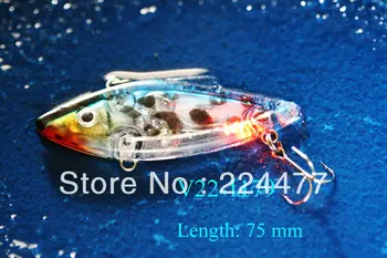 7,5 cm/13g LED Rybárske Lure Vibrácií Potopenie Pevného Plastu Návnadu V Slanej alebo Sladkej Vode S Červené Blikajúce Svetlá