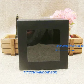 7*7*7 cm 3color white/black/kraft zásob papierovej krabičke s čisté pvc okná .podporuje zobrazenie /dary&remeslá papier okno balenie box