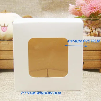 7*7*7 cm 3color white/black/kraft zásob papierovej krabičke s čisté pvc okná .podporuje zobrazenie /dary&remeslá papier okno balenie box