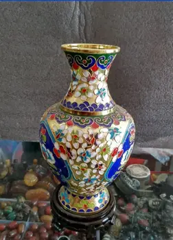 7.88 cm/ Zbierka Čínskeho medi vyrezávané cloisonne váza