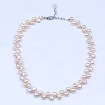 7-8mm tlačidlo tvar sladkovodných kultivovaných perlový náhrdelník perlový náramok nastaviť svadobné pearl nastaviť ideálny svadobný dar