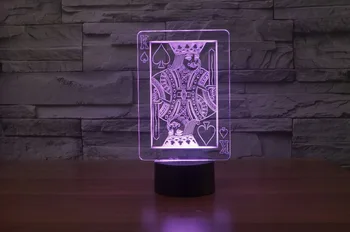 7 Farby Poker Kráľ 3D LED Lampa Ilúzie Svetlá Veľkonočné Dekorácie LED Blesk Na Stôl písací Stôl Nočné Svetlo S USB Touch Strany Deco