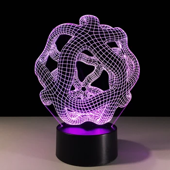 7 Farby prebaľovací Stôl Lampa Abstraktný Obrázok Módnych Socha 3D Optická Led Nočné Svetlo Dotknite sa Tlačidla režimu Spánku Osvetlenie Domova