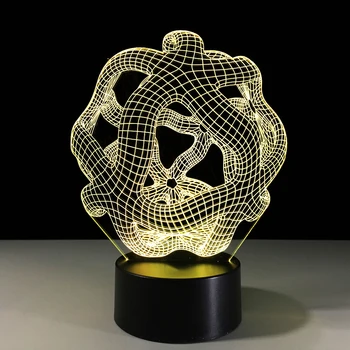 7 Farby prebaľovací Stôl Lampa Abstraktný Obrázok Módnych Socha 3D Optická Led Nočné Svetlo Dotknite sa Tlačidla režimu Spánku Osvetlenie Domova