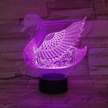 7 Farebné Swan 3D Stolové Lampy, Akryl Osvetlenie detskej Izby Dekoratívne Pre Narodeniny, Vianočné Darčeky, Romantické Svadobné Dekor