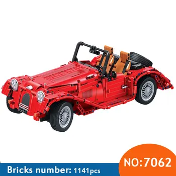 7062 Techniku, červený kabriolet auto stavebných blokov DIY Vzdelávacie tehly hračky pre deti Vianočný Darček