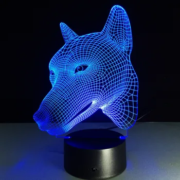 7Colorful 3D Vizuálne Dotykový Stôl Tabuľka Svetlo LED Lampy, Akryl 3D Psa Tvar Creative Energy-saving Light Domova Spálňa Lampara