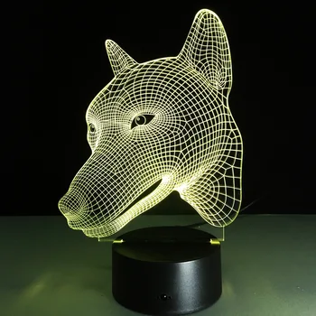 7Colorful 3D Vizuálne Dotykový Stôl Tabuľka Svetlo LED Lampy, Akryl 3D Psa Tvar Creative Energy-saving Light Domova Spálňa Lampara