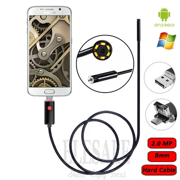 8 mm 2.0 MP 2M Kábel 2-V-1, Android Endoskopu Fotoaparát Vodotesný Borescope Inšpekcie Kamera Pre Android Telefónu Samsung