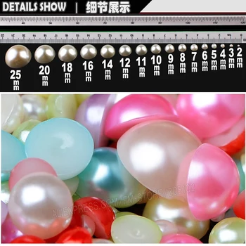 8 mm 200pcs/veľa Obyčajný Farby biela Pol Kola Perly, korálky imitácia ABS Ploché Späť pearl za lepidlo DIY Nechtov Umelecké módne šperky
