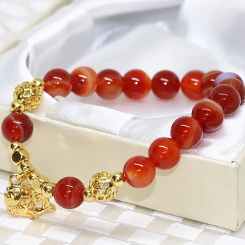 8 mm okrúhle korálky strand náramok prírodné červené carnelian onyx agat kameň vysoko kvalitné ženy veľkoobchodné ceny šperky 7.5 palcový B2081