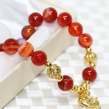 8 mm okrúhle korálky strand náramok prírodné červené carnelian onyx agat kameň vysoko kvalitné ženy veľkoobchodné ceny šperky 7.5 palcový B2081