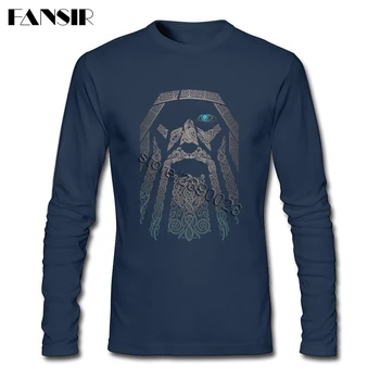 80. Vintage Módy Odin Vikingovia T Shirt Mužov Film Tees Tričko O-krk Dlhý Rukáv Bavlna T-shirt
