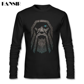 80. Vintage Módy Odin Vikingovia T Shirt Mužov Film Tees Tričko O-krk Dlhý Rukáv Bavlna T-shirt
