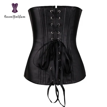 834# Vysoko kvalitné mäkké corselet predný zips overbust čierny kožený korzet korzet veľká veľkosť korzetu pre busty ženy