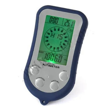 8in1 Vodotesný LCD Digitálny Výškomer, Kompas, Teplomer, Hodiny, Predpoveď Počasia, Barometer, Čas, Kalendár, Zelené Podsvietenie