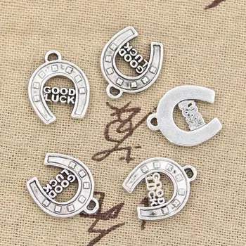 8pcs Charms podkovy veľa šťastia 17 mm Starožitné Čo prívesok nosenie,Ročník Tibetského Striebra,DIY náramok náhrdelník