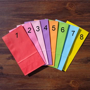 8pcs Solid Farba Candy Papierové Tašky 18x9.5x6cm Strany Prospech Postaviť Taška, Open Top Liečbu Taška Papierová Darčeková Taška