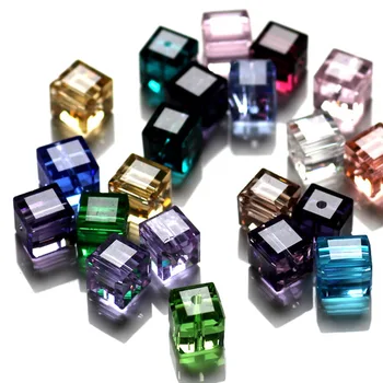 8x8mm teplých farbách, Nové elegantné crystal fashion, diy šperky 8x8mm fantázie kocka tvárou sklo krištáľové perly vytvoriť svoj štýl