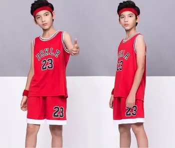 9 farieb Deti Šport DSKLR 23 Basketbal Jersey,polyester detí nosenie Basketbal oblek,dieťa, šport Vesta šortky Black Red White