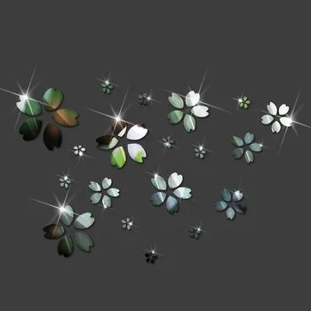 9 Sád Kvetinový Vzor, 3D Zrkadlo na Stenu-Nálepky Akryl Samolepky na Stenu Kreatívne Domáce Dekoroch Rodiny Dekorácie Moderný Dekor Odtlačkový