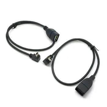90 Stupňov Nahor a Nadol Šikmého Mini USB Typu B pre USB Female OTG Kábel 10 cm 50 cm krátke mini usb otg kábel Pre Car Audio DVD, GPS