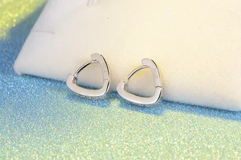 925 Sterling Silver Krištáľové Srdce Hoop Náušnice Pre Ženy Svadobný Dar Mincový striebro-šperky Pendientes Mujer