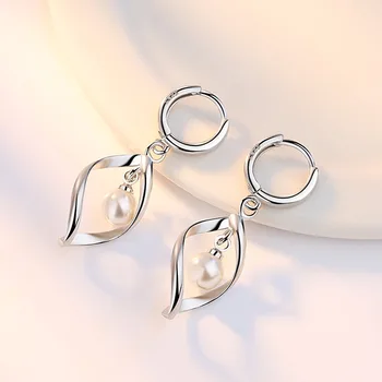 925 sterling silver módne imitácia pearl flower dámy'stud náušnice ženy šperky žena birthday gift drop shipping