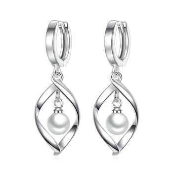 925 sterling silver módne imitácia pearl flower dámy'stud náušnice ženy šperky žena birthday gift drop shipping