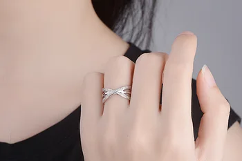 925 sterling silver módne lesklé crystal dámske'finger krúžky žien krúžok šperky veľkoobchod darček k narodeninám, svadobné
